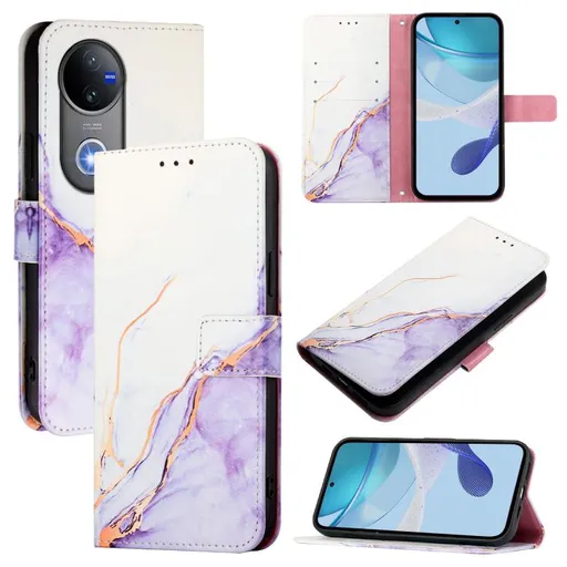 ART MARBLE Peňaženkový kryt pre Vivo V50 5G WHITE PURPLE