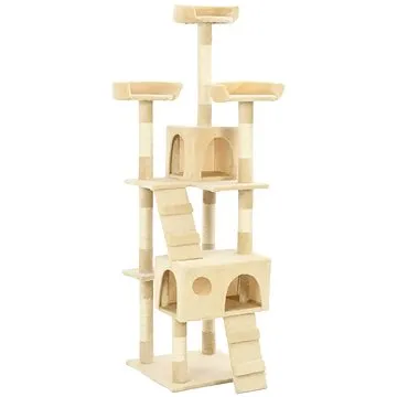 Shumee Veľké škrabacie odpočívadlo 50 × 50 × 170 cm béžové (8718475600145)