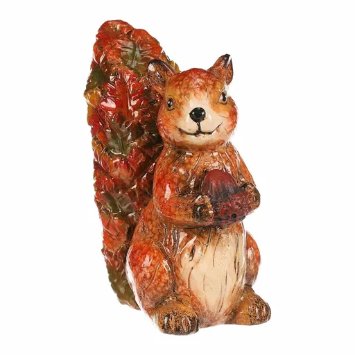 Jesenná dekorácia Veverička s orieškom, 12 x 7 x 13 cm, keramika