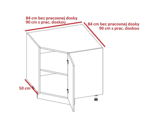 ArtExt Kuchynská linka FLORENCE mat Kuchyňa: Rohová spodná skrinka D12R/90 /(ŠxVxH) 84 x 82 x 84 cm