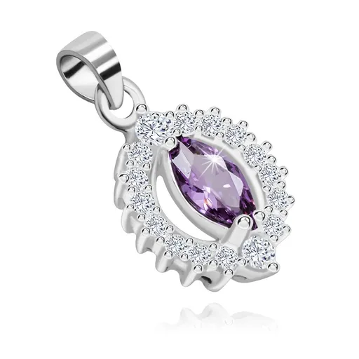Prívesok zo striebra 925, zirkónové zrnko fialovej farby s čírym lemom