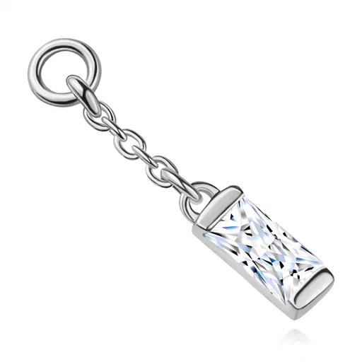 Strieborný prívesok 925 s čírym obdĺžnikovým zirkónom na retiazke