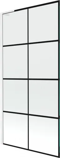 MEXEN/S - Next L vaňová zástena FIX 90 x 150, čierna vzor, biela 895-090-000-03-77-20