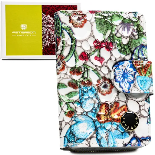 Viacfarebná zvislá dámska peňaženka z prírodnej kože na patent a zips – Peterson