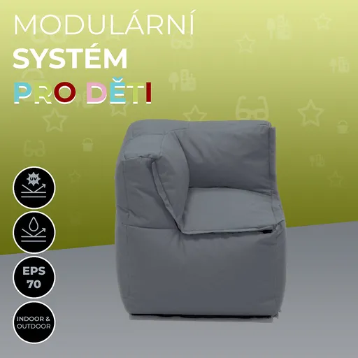 DEOKORK Záhradný detský textilný rohový diel MODULTEX KIDS (sivá)