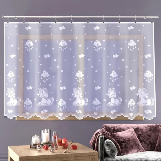 Forbyt Záclona Jednorožec biela, 300 x 150 cm