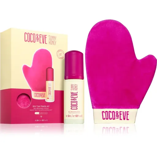 Coco & Eve Sunny Honey Ultimate Glow Travel Kit samoopaľovacia pena s aplikačnou rukavicou cestovné balenie Medium 60 ml