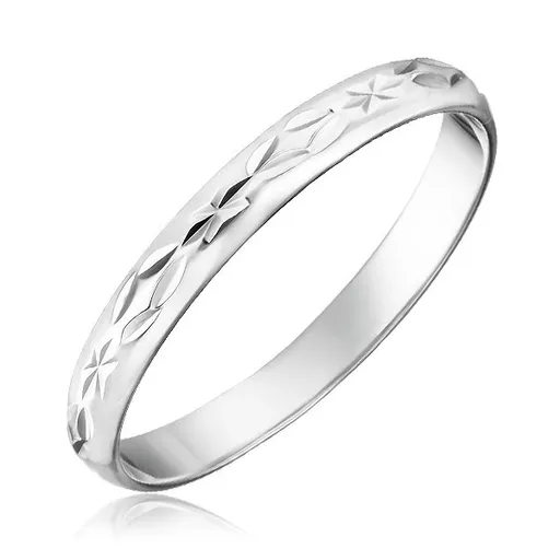 Prsteň zo striebra 925 - gravírované kosoštvorce a lúče - Veľkosť: 57 mm