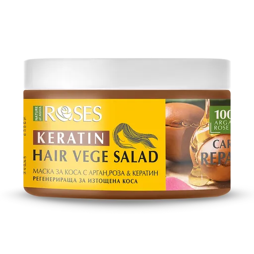 Regeneračná maska na vlasy VEGE SALAD a argánom, ružou a keratínom 350 ml - NATURE OF AGIVA