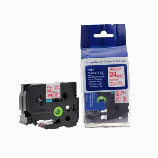 Kompatibilná páska s Brother TZ-252 / TZe-252, 24mm x 8m, červená tlač / biely podklad