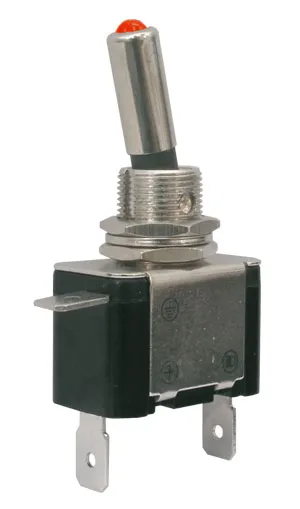 Prepínač páčkový   2pol./2pin  ON-OFF 12VDC/25A  LED červená