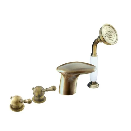 Vaňová batéria RAV Slezák LABE so sprchovacím setom stará mosadz L071.5PSM