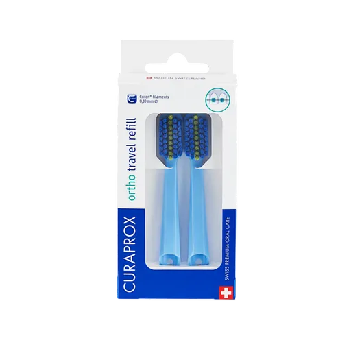 CURAPROX Travel set Modrý - náhradná hlavica 2 kusy