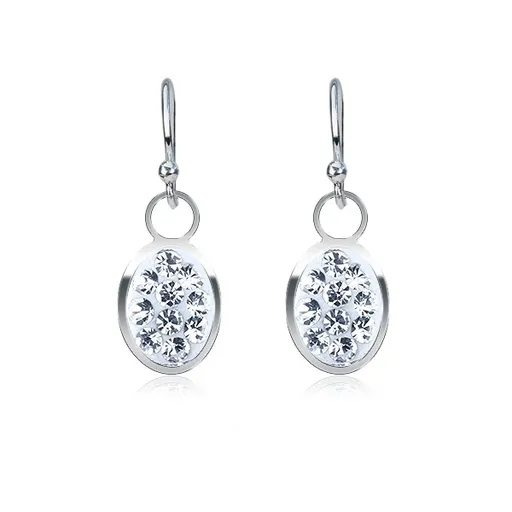 Náušnice zo striebra 925 - ovály na háčikoch, číre zirkóny, malé