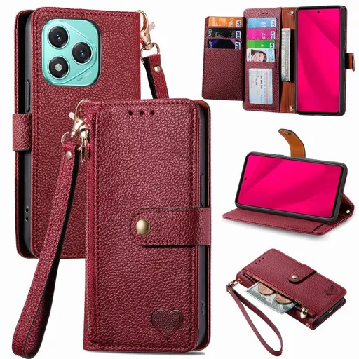 HEART Peňaženkové puzdro pre Honor 400 Lite 5G červené