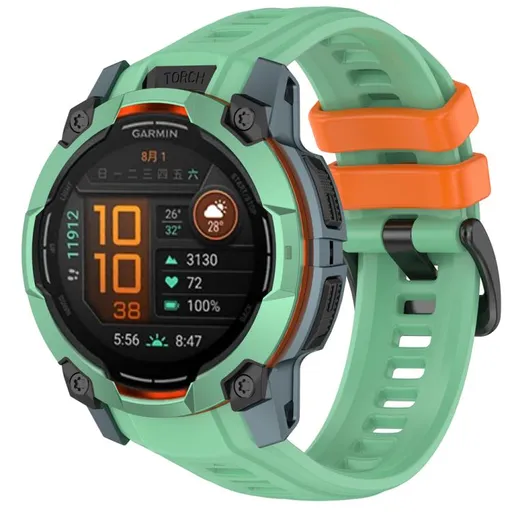 SILICONE Vymeniteľný remienok pre Garmin Instinct 3 45mm zeleno-oranžový