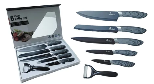 MAKRO - 6-dielny set, 5 x nože a 1 x škrabka