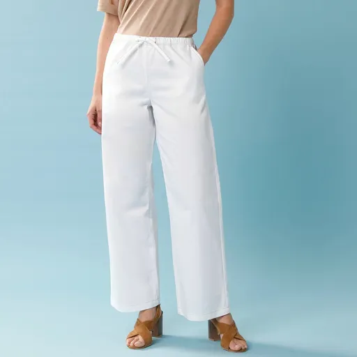 Široké nohavice z tenkého denimu, pre nižšiu postavu