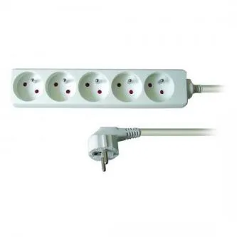 Síťový kabel 230V predlžovací, CEE7 (vidlica) - zásuvka 5x, 3m, VDE approved, biely