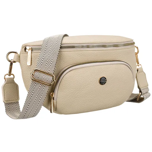 Béžová mestská dámska ľadvinka z ekologickej kože so štyrmi vreckami