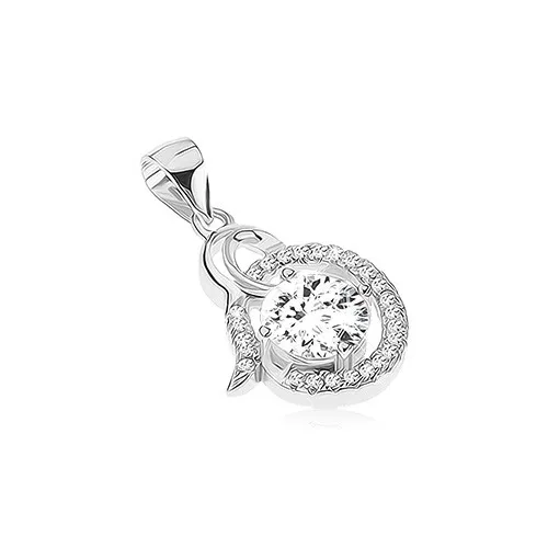 Strieborný prívesok 925 - lesklá špirála, číry zirkónový ovál, okrúhly kamienok