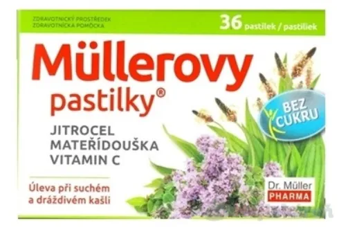 Dr. Müller Müllerove pastilky Skorocel materina dúška vitamín C 36 cmúľacích pastiliek