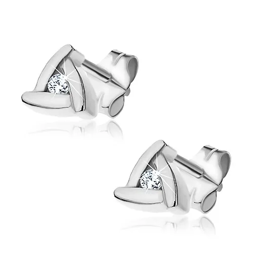 Puzetové náušnice zo striebra 925 - pásiky uložené do trojuholníka, zirkón uprostred