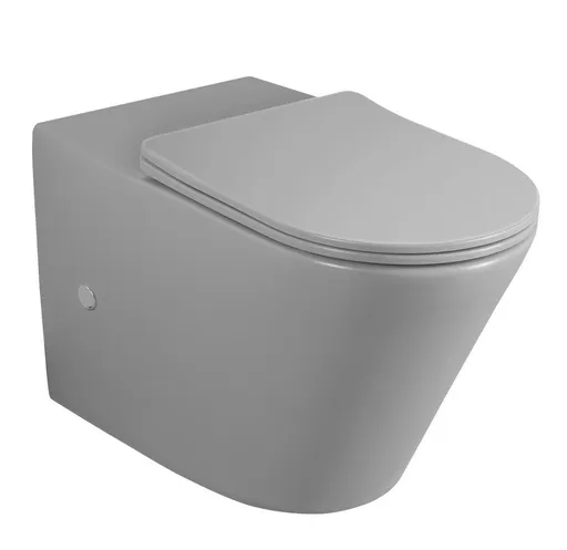 SAPHO - PACO RIMLESS misa pre kombi WC, spodný/zadný odpad, šedá mat PC1012GR-111