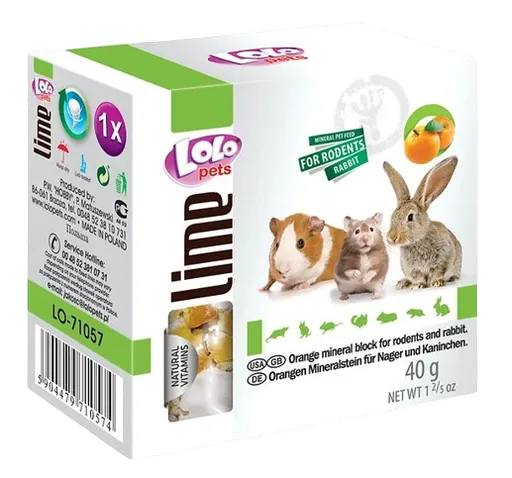 LOLOPETS minerálny kameň pre hlodavce pomaranč 40g