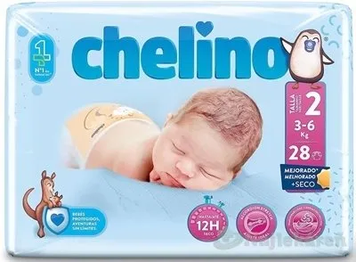 CHELINO T2 detské plienky (3-6 kg) s dermo ochranou 28 ks