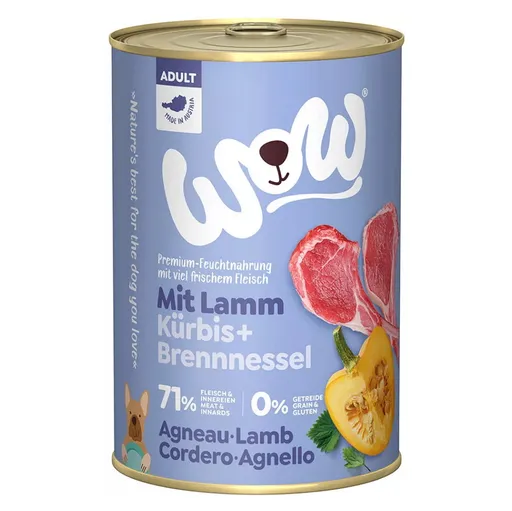 WOW Jahňacia s tekvicou adult konzerva pre psov 400 g