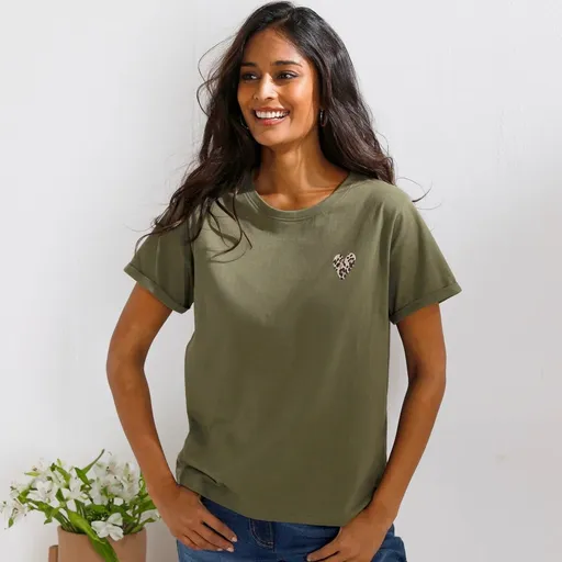 Džersejové tričko s okrúhlym výstrihom a potlačou srdiečka