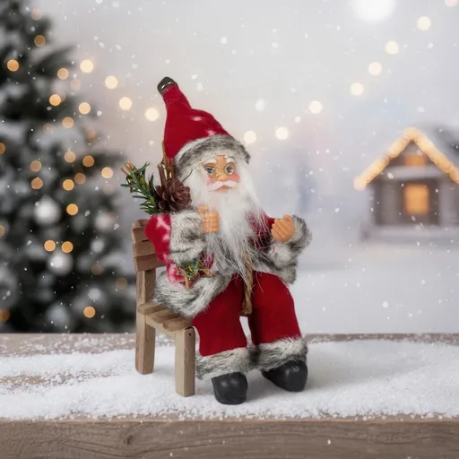 PM Euro-Trading Vánoční ozdoba Santa na lavičce