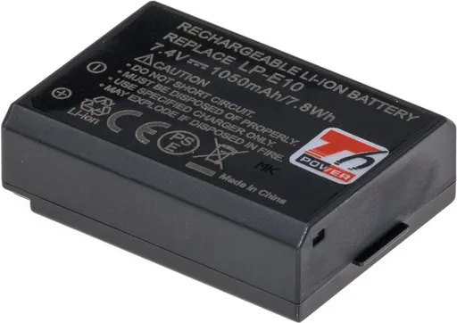 Batéria T6 power Canon LP-E10, 1050mAh, 7,8Wh, čierna