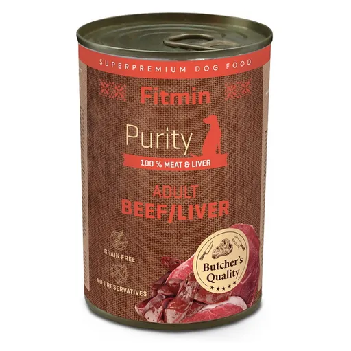 FITMIN Dog Purity tin konzerva hovädzie s pečeňou pre psov 400 g