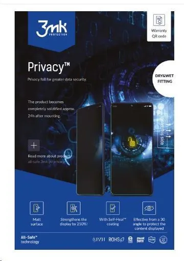 3mk All-Safe - AIO fólia BH Privacy Dry & Wet Fitting Phone, 5 ks