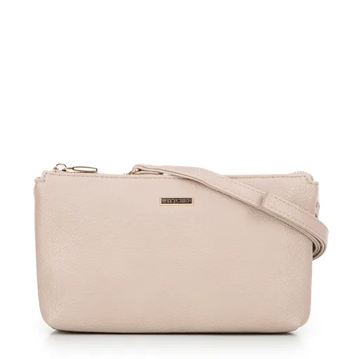 Crossbody z ekoskóry dwukomorowa beżowo - szara 29-4Y-607-8