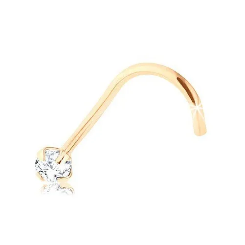 Diamantový zlatý 9K piercing do nosa, žlté zlato, číry briliant, 2 mm