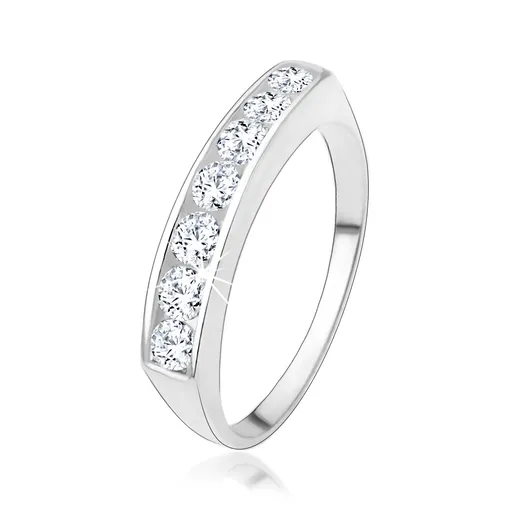 Zásnubný prsteň zo striebra 925 so vsadenou líniou čírych zirkónov - Veľkosť: 48 mm