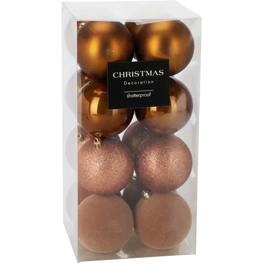 Súprava 16 ks vianočných ozdôb Festive Sparkles, zlatohnedá, pr. 8 cm, plast, pr. 8 cm