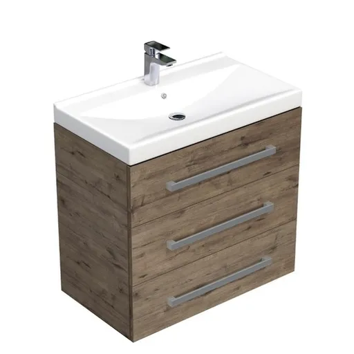 Kúpeľňová skrinka s umývadlom SAT Cube Way 80x76,5x46 cm dub Wellington mat CUBE46803DWVER