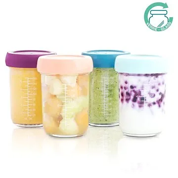BABYMOOV Sklenené misky s viečkami 160 ml – súprava 4 ks (3661276165113)