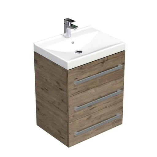 Kúpeľňová skrinka s umývadlom SAT Cube Way 60x76,5x46 cm dub Wellington mat CUBE46603DWVER