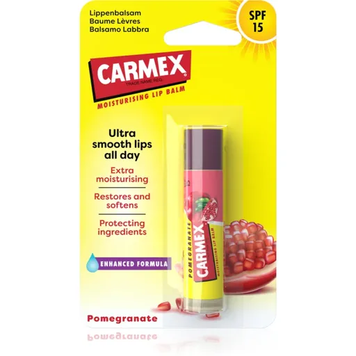 Carmex Pomegranate hydratačný balzam na pery v tyčinke SPF 15 4.25 g