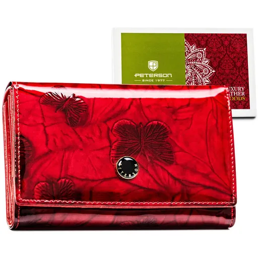 Štýlová dámska červená kožená peňaženka s priehradkami - Peterson