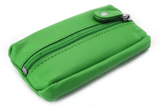 Zelená kožená kľúčenka so zipsovým vreckom 619-2418-52
