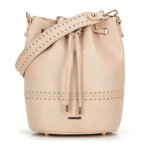 Dámska kabelka vak s tročkami béžová 100-4Y-208-0