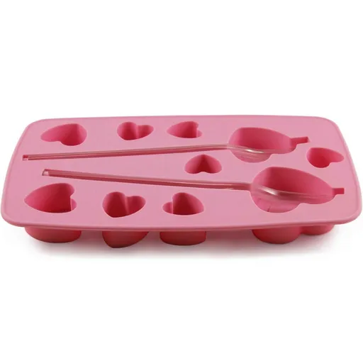 TORO Forma silikónová na ľad so slamkou, srdce, ružová