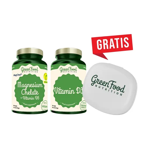GREENFOOD NUTRITION Magnesium chelate 90 kapsúl + vitamín D3 60 kapsúl