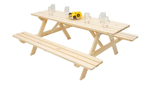 DEOKORK Masívny drevený pivný set z borovice 250 cm hrúbka 45 mm